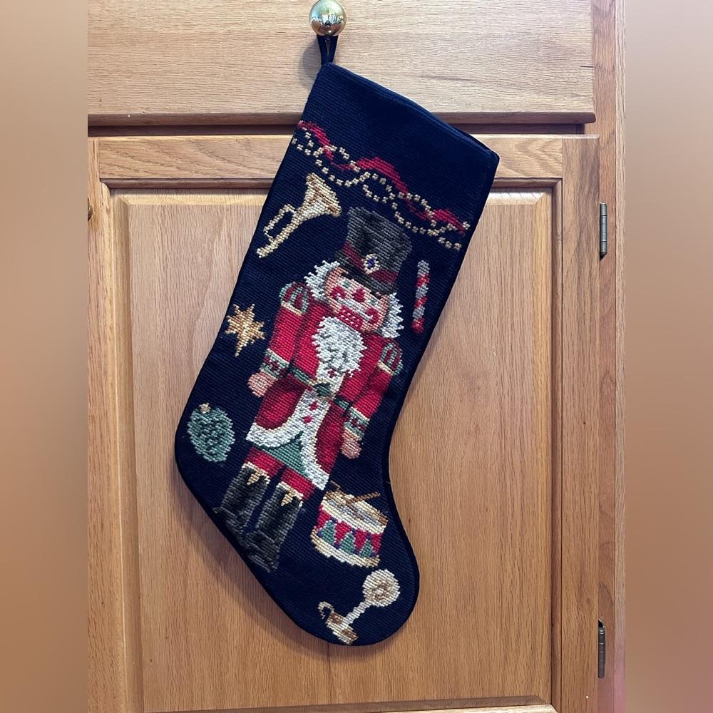 Lands’ End Needlepoint Christmas Stocking - Nutcracker